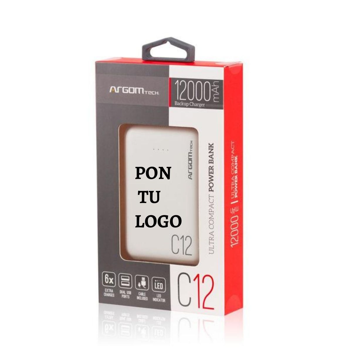 100 PERSONALIZED POWER BANK C12 12000MAH WHIT YOUR LOGO