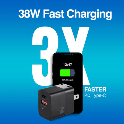 VOLTA P4 38W PRO PD TYPE-C + USB WITH FOLDABLE PLUG WALL CHARGER