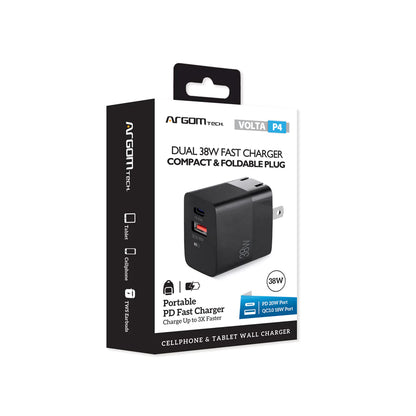 VOLTA P4 38W PRO PD TYPE-C + USB WITH FOLDABLE PLUG WALL CHARGER