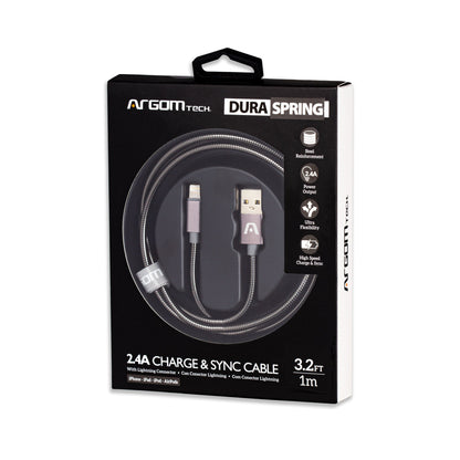 CABLE LIGHTNING TO USB 2.0 METAL BRAIDED DURA SPRING
