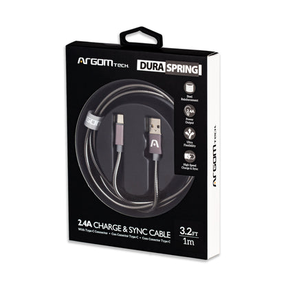 CABLE TYPE-C TO USB 2.0 METAL BRAIDED DURA SPRING