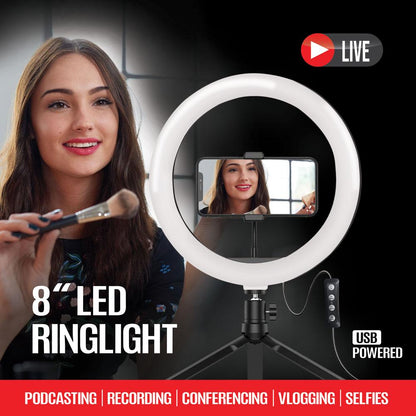 SPOTLIGHT 9315 8 LED RING LIGHT WITH MINI TRIPOD