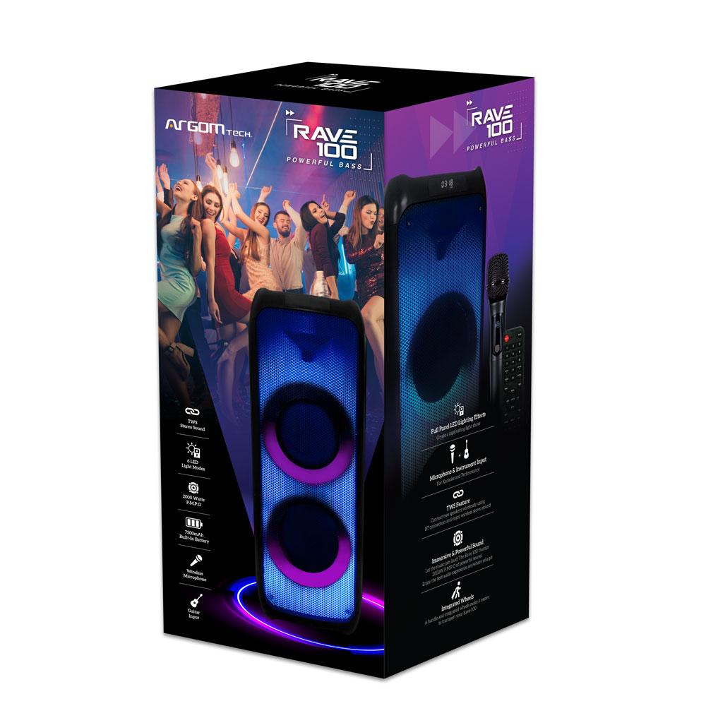 RAVE 100 TWS WIRELESS BT PARTY SPEAKER WITH FLAME LED LIGHTS