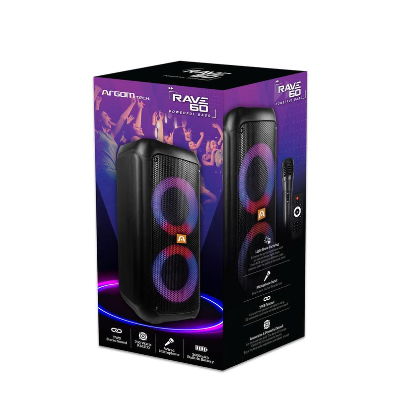 RAVE 60 TWS WIRELESS BT PARTY SPEAKER WITH LED LIGHTS