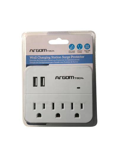 SURGE PROTECTOR CHARGING STATION 3-OUTLETS2-USB WHITE